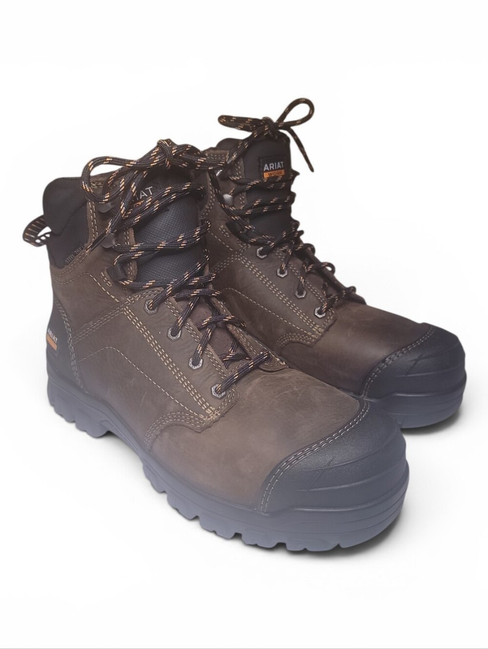 Ariats 6" Treadfast Womens Brown Work Boot with Black Trim - Rugged Safety Style